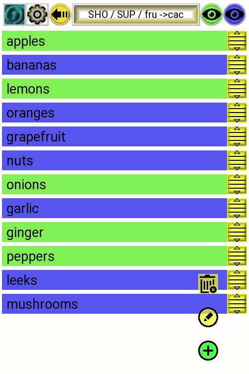fruits sub-list of a light themed kivy lisz app